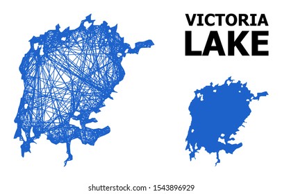Net vector map of Victoria Lake. Linear frame 2D network in vector format, geographic template for economical illustrations. map of Victoria Lake are isolated on a white background.