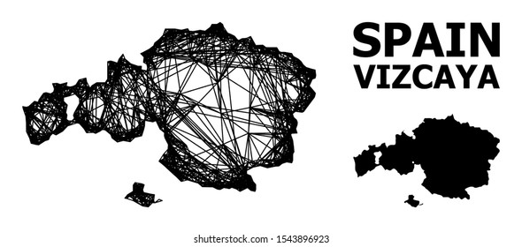 Net vector map of Vizcaya Province. Linear frame 2D mesh in eps vector format, geographic model for economical illustrations. map of Vizcaya Province are isolated on a white background.