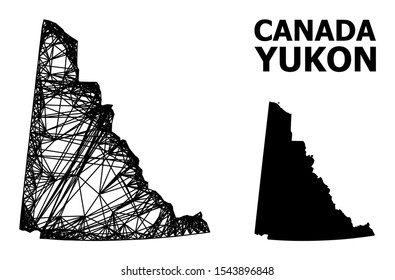 Net vector map of Yukon Province. Wire carcass flat network in vector format, geographic model for economical compositions. map of Yukon Province are isolated on a white background.