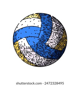 net volleyball ball hand drawn. silhouette symbol, game indoor, player block net volleyball ball vector sketch. isolated color illustration