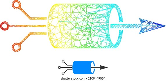 Net VPN Integration Wireframe Symbol mit Spektralgradienten. Lebhaftes VPN-Integrationssymbol für Schlachtkörper. Flaches Modell, das aus dem VPN-Integrationssymbol und intersektierten Linien erstellt wurde.