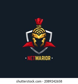 net warrior helmet with polygonal logo style