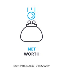 net worth concept , outline icon, linear sign, thin line pictogram, logo, flat illustration, vector