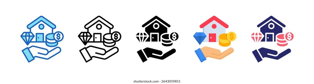 Net Worth Multiple Style Icon Set Collection.