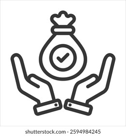 Net Worth Outline Icon Vector Illustration