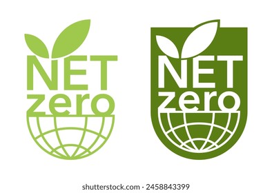 Net Zero bold emblem - CO2 neutral. Carbon neutrality - no air atmosphere pollution industrial production