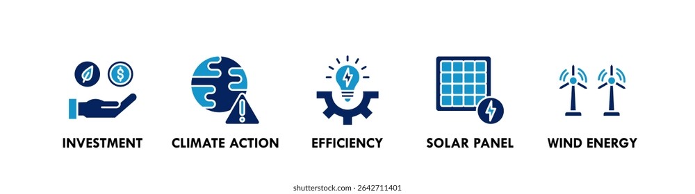 Net Zero Business banner web icon vector illustration concept with icon of investment, climate action, efficiency, solar panel, and wind energy