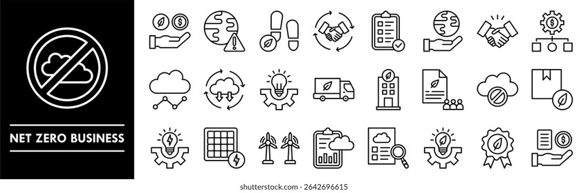 Net Zero Business icon collection set. Containing design green, environment, business, eco, carbon