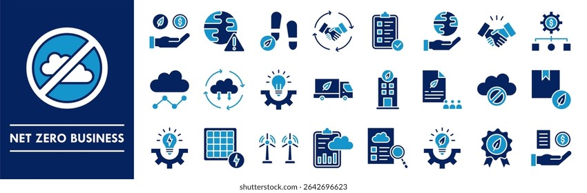 Net Zero Business icon collection set. Containing design green, environment, business, eco, carbon