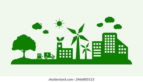 Net zero by 2050, carbon neutral. Net zero greenhouse gas emissions target Long-term climate-neutral strategy Vector illustration