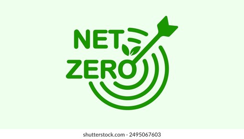 Net zero by 2050, carbon neutral. Net zero greenhouse gas emissions target Long-term climate-neutral strategy Vector illustration