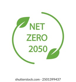 Net zero by 2050, carbon neutral. Net zero greenhouse gas emissions target Long-term climate-neutral strategy Vector illustration