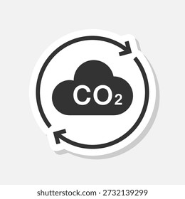 Etiqueta engomada neta del icono de la huella de carbono cero aislada en fondo gris