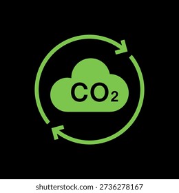 Net zero carbon footprint icon isolated on black background