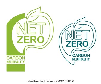 Net Zero - carbon neutrality badge - no air atmosphere pollution industrial production eco-friendly template