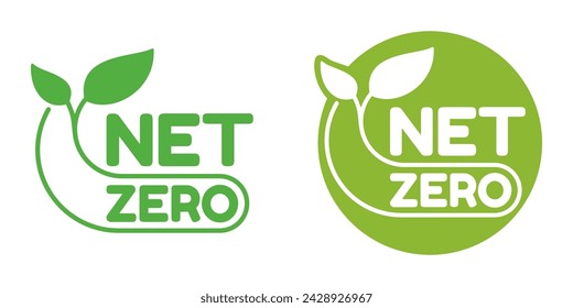 Logotipo círculo cero neto - neutro en CO2. Neutralidad de carbono - no hay contaminación atmosférica producción industrial
