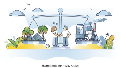 Concepto del esquema de neutralidad de gases de dióxido de carbono y emisiones netas de CO2. Acuerdo de 2050 para controlar la contaminación por gases de escape y salvar el clima de la huella vectorial de gases de efecto invernadero tóxicos.