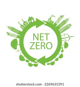 Net zero, CO2 neutral green icon. Eco friendly isolated sign. Vector