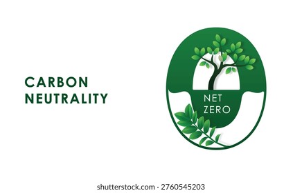 Net Zero, CO2 reduction and Carbon Net zero emission concept, Earth day, World environment day and sustainable development concept, vector illustration