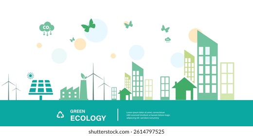 net zero ecology with tree nature idea building icon solar energy concept
