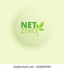 Net Zero emissions 2050 banner. CO2 neutral. Eco-friendly template. Carbon emissions free. Round green sign. No greenhouse gas emissions.