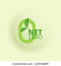 Banner de Emisiones Netas Cero 2050. neutro en CO2. Plantilla ecológica. Sin emisiones de carbono. Signo verde redondo. No hay emisiones de gases de efecto invernadero.