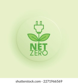 Banner de Emisiones Netas Cero 2050. neutro en CO2. Plantilla ecológica. Sin emisiones de carbono. Signo verde redondo. No hay emisiones de gases de efecto invernadero.