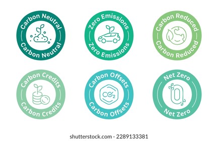 Net zero emissions concept label design. 