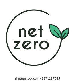 Logotipo de emisiones netas cero. Neutralidad del carbono. Ecológico. Ilustración vectorial sobre fondo transparente.