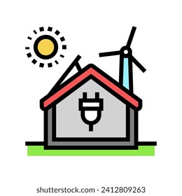 Netto Null Energie Gebäude grüne Farbe Symbol Vektorgrafik. Netto-Nullenergiebau-Grünzeichen. einzelne Symbolillustration