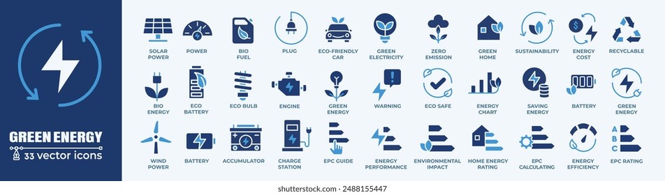 Net zero and green energy icon set. CO2 neutral, sustainable development editable stroke outline icons set isolated on white background flat vector illustration. 