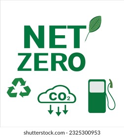 Net zero icon and carbon neutral concept . Net zero greenhouse gas emissions target Climate neutral long term strategy