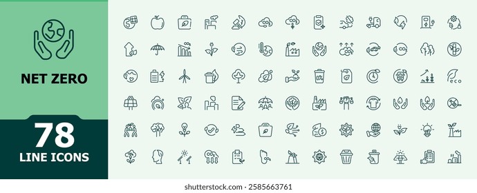 Net Zero icon collection. It contains symbols to environmental, global, technology, eco, earth. Minimalistic icon. Editable vector icon and illustration.