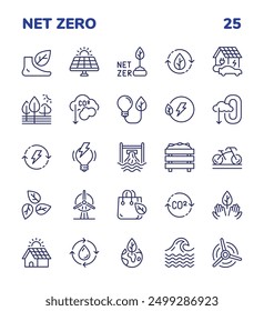 Net Zero Icon Set - CO2, Eco-Friendly, Sustainability, Environmental, Green Energy and more