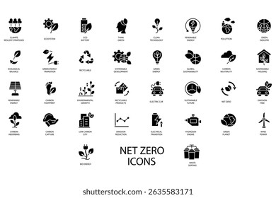 net zero ícone definir coleção .design estilo com fundo