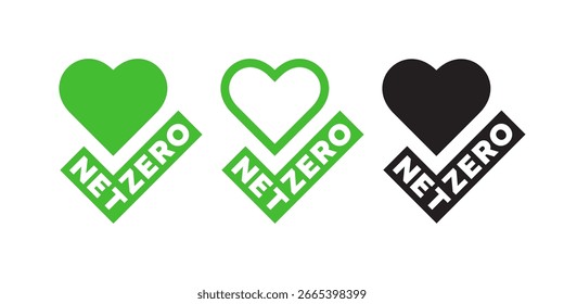 Net zero icons. Environmental sustainability and carbon neutrality