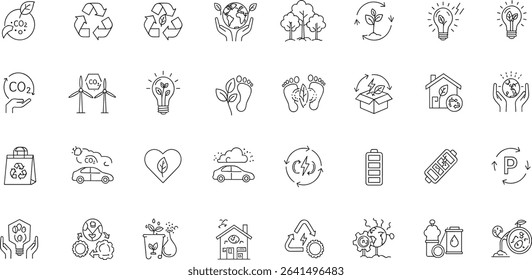 Net Zero Line Editable Icons set 