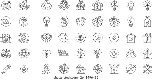 Net Zero Line Editable Icons set 