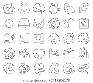 Net zero line icons collection. Thin outline icons pack. Vector illustration eps10