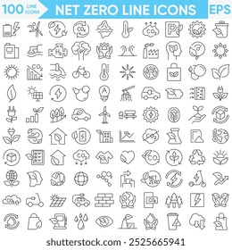 Net Zero Line Icons Vector And Illustrator