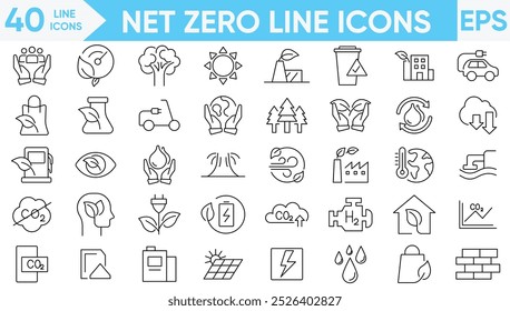 Net Zero Line Icons Vector And Illustrator set