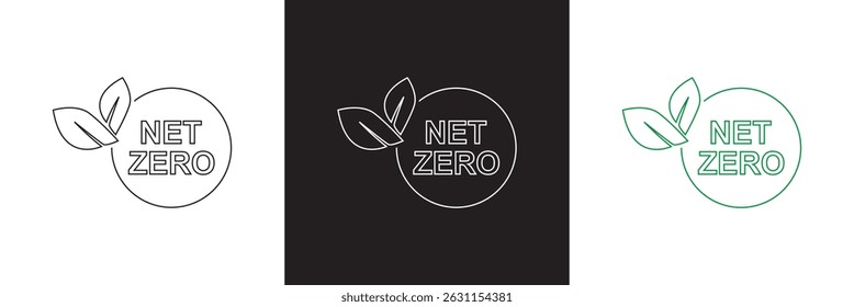 Net zero related  icons. Vector for websites, mobile interfaces, presentations, banner, visual branding etc. Vector illustration. isolated on white and black background. EPS 10