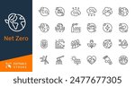 Net Zero thin line icons. Editable stroke. Pixel perfect.