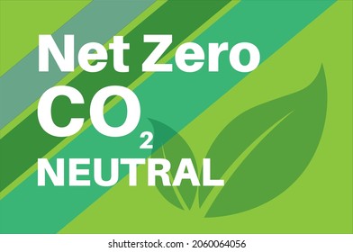 Net Zero Vector Illustration Co2 Neutral Consept On A Green Background