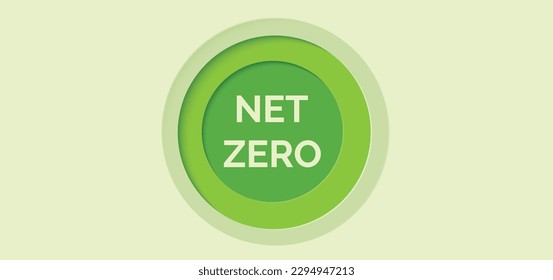   Net zero vertical green  paper cut style banner. The goal is to reduce CO2 emissions and greenhouse gases. Eco-concept. Vector illustration