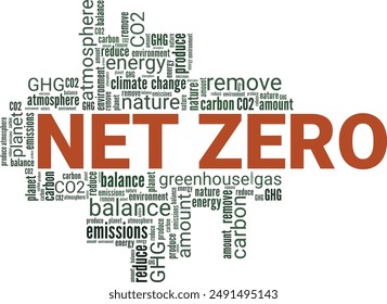 Net Zero word cloud conceptual design isolated on white background.