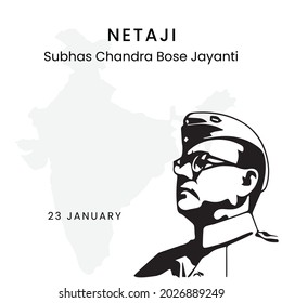 Netaji Subhas Chandra Bose Jayanti, Vector illustration design.