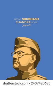 Netaji Subhas Chandra Bose Jayanti, guerrera por la independencia india. Imagen vectorial de Netaji Subhas Chandra Bose.