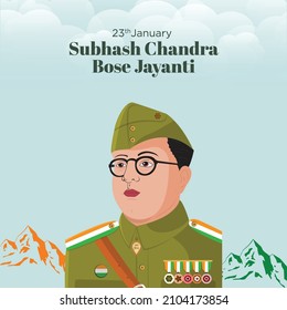 Netaji subhash chandra bose jayanti banner design template.