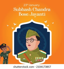 Netaji subhash chandra bose jayanti banner design template.